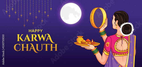 Happy Karwa Chauth festival with Karva Chauth is a one day festival celebrated by Hindu women from some regions of India