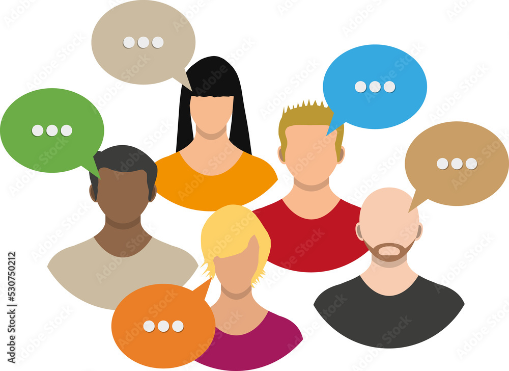 Group avatar icons with dialog speech bubbles Group avatar icons with dialog speech bubbles
