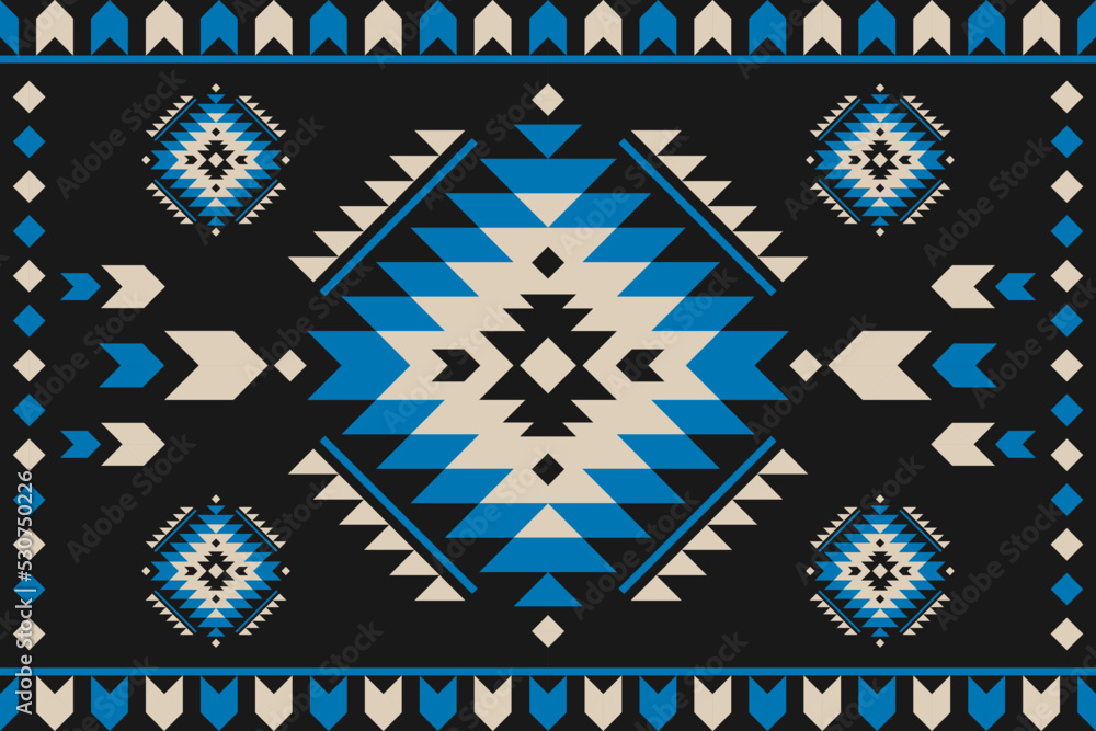 Carpet tribal pattern art. Geometric ethnic seamless pattern traditional. Aztec ethnic ornament print. Mexican style. Design for background, fabric, clothing, carpet, textile, batik, embroidery. - obrazy, fototapety, plakaty 