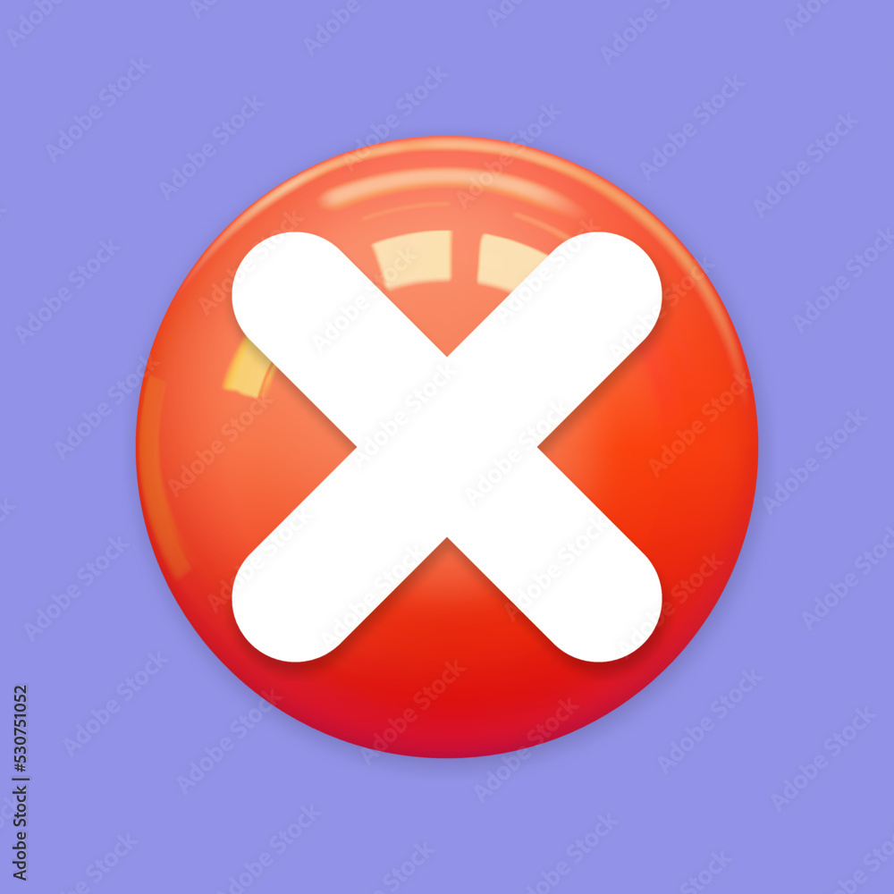 Obraz premium Red cross checkmark sign icon isolated purple background, cross checkmark button, mobile app icon. 3d vector illustration