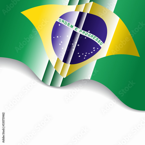 Brazilian flag wavy abstract background. Vector illustration.