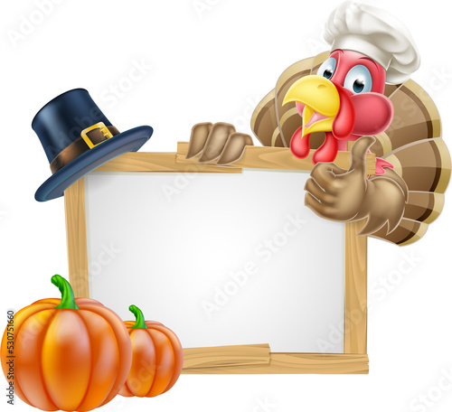 Chef Turkey Thanksgiving Sign