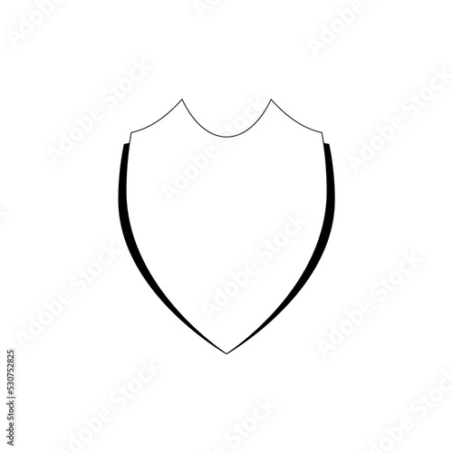 Blank simple shield icon isolated on white background