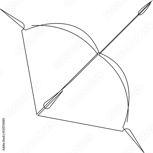 Astrological Sagittarius zodiac sign one line drawing. Elegant astrology emblem, symbol outline, contour for mystic logo, calendar print in boho minimal style. Horoscope vector abstract art.