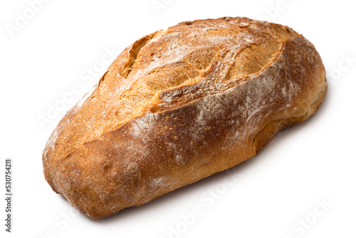 Pane fresco di tipo francesino, isolato su fondo bianco, cibo italiano  photo