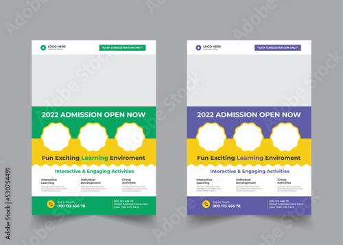 School admission flyer design set. back to school flyer design set. Back to school admission flyer. school admission template for flyer design. vector illustration.