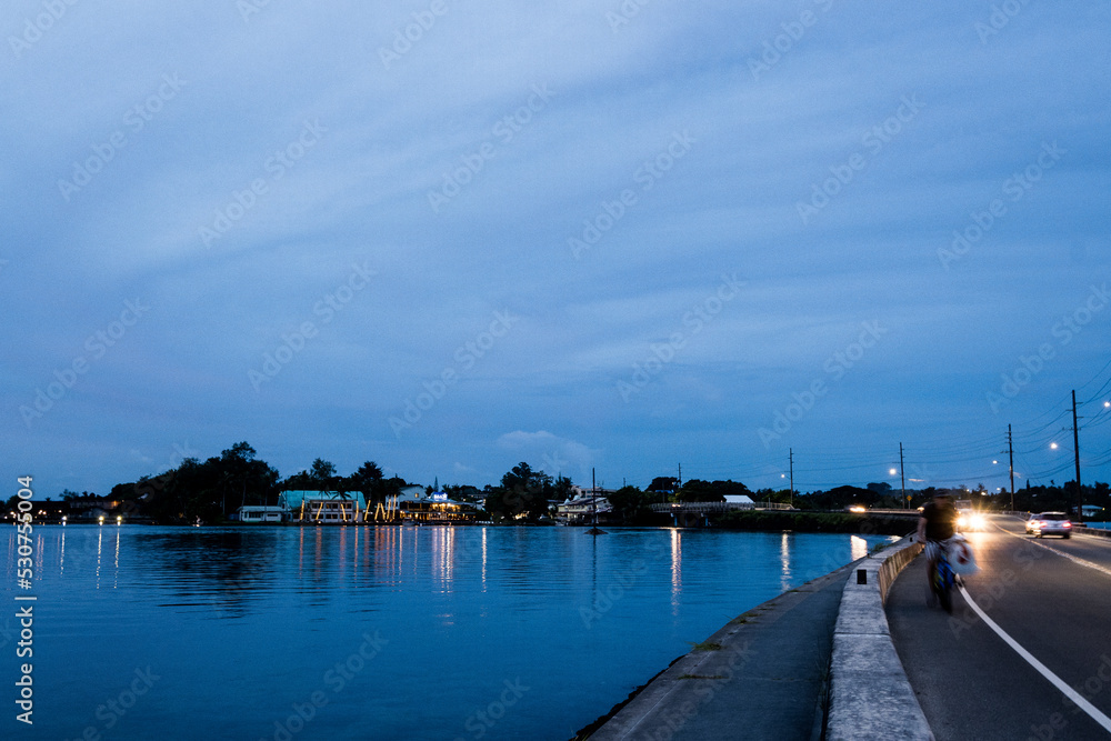 Fototapeta premium after sunset reflecting light on the sea in Palau