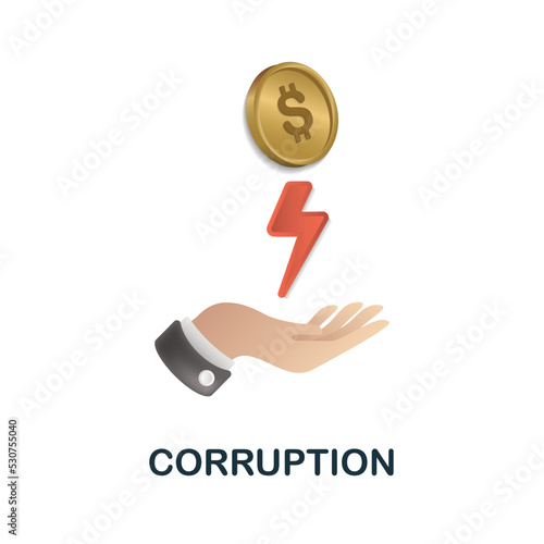 Corruption icon. 3d illustration from economic crisis collection. Creative Corruption 3d icon for web design, templates, infographics and more