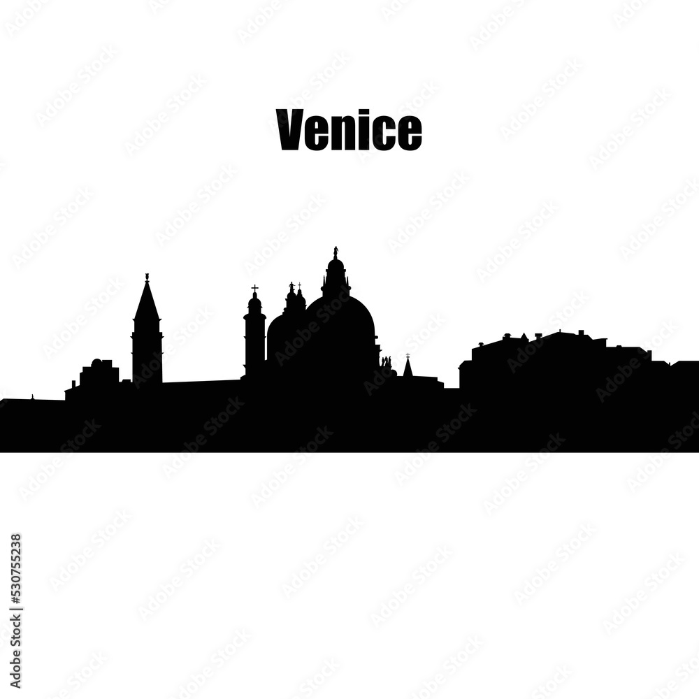 silhouette of venice city