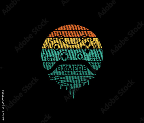 GAMER FOR LIFE Typography tee shirt design vector illustration.