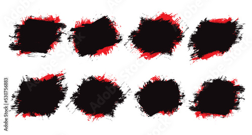 abstract red and black hand painted grunge texture set design vector