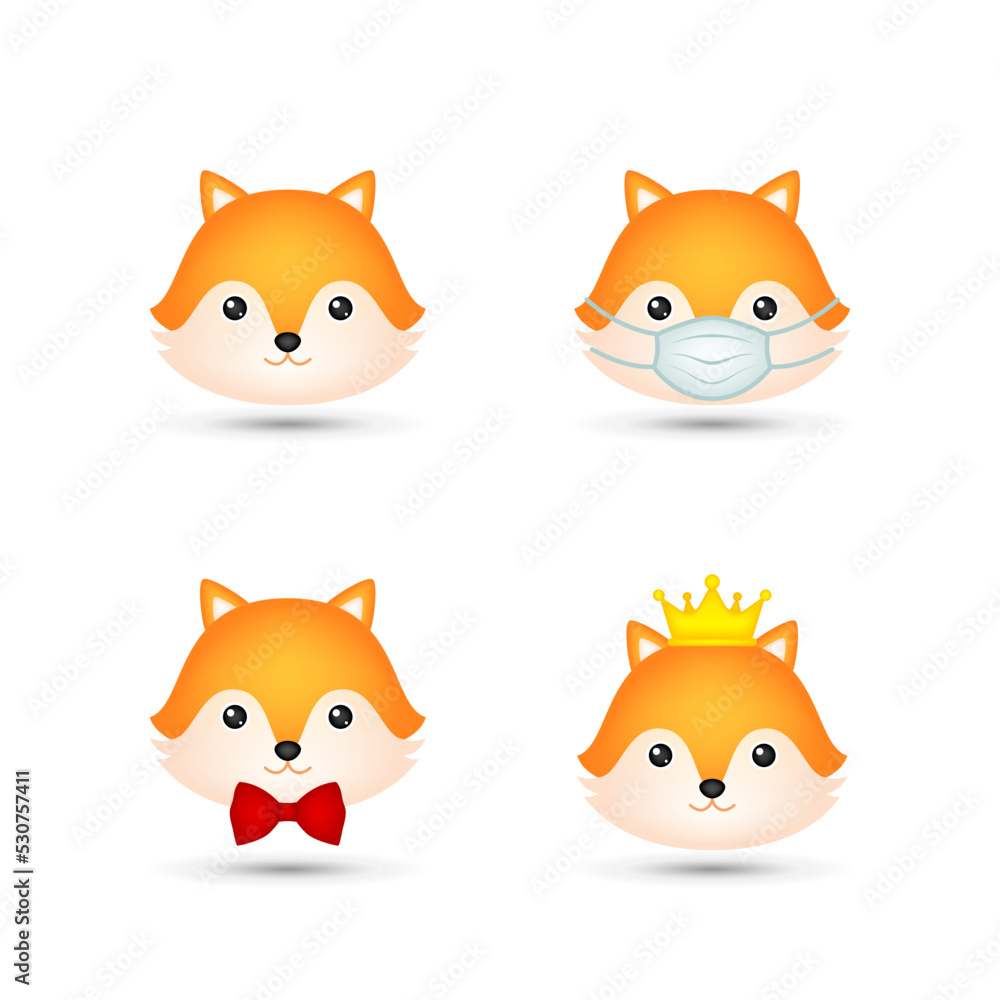 Fototapeta premium Fox head on white background