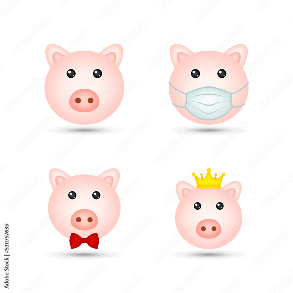 Pig head on white background Pig head on white background