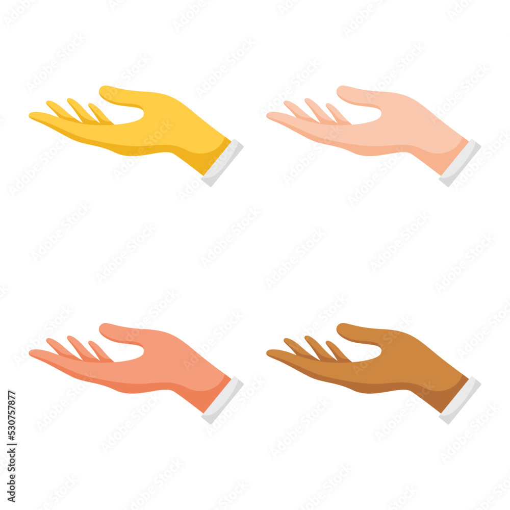 Set of hands gestures on white background