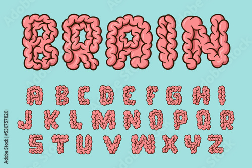 Alphabet Brain Cartoon vector Illustration