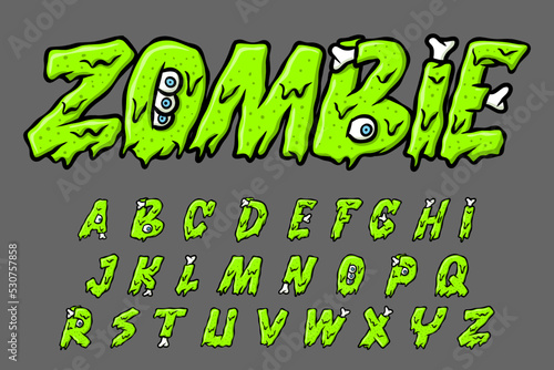 Alphabet Xombie Monster Melt text vector Letters