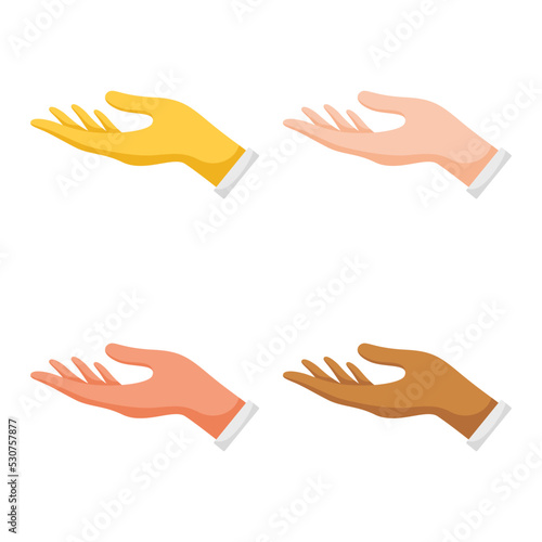 Set of hands gestures on white background