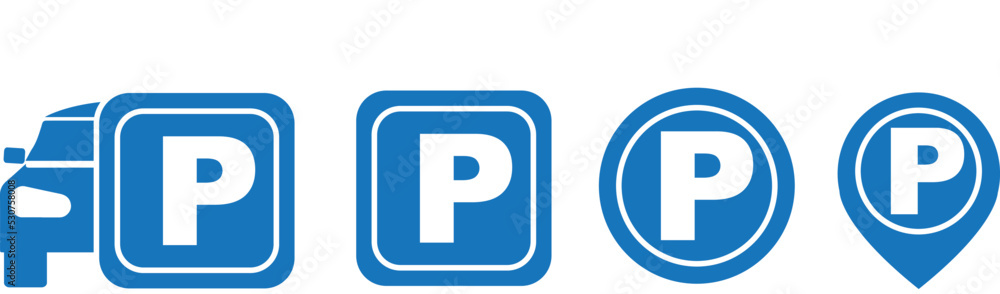 Car parking vector icons. Parking and traffic signs isolated on white background. Vector Car parking vector icons. Parking and traffic signs isolated on white background. Vector