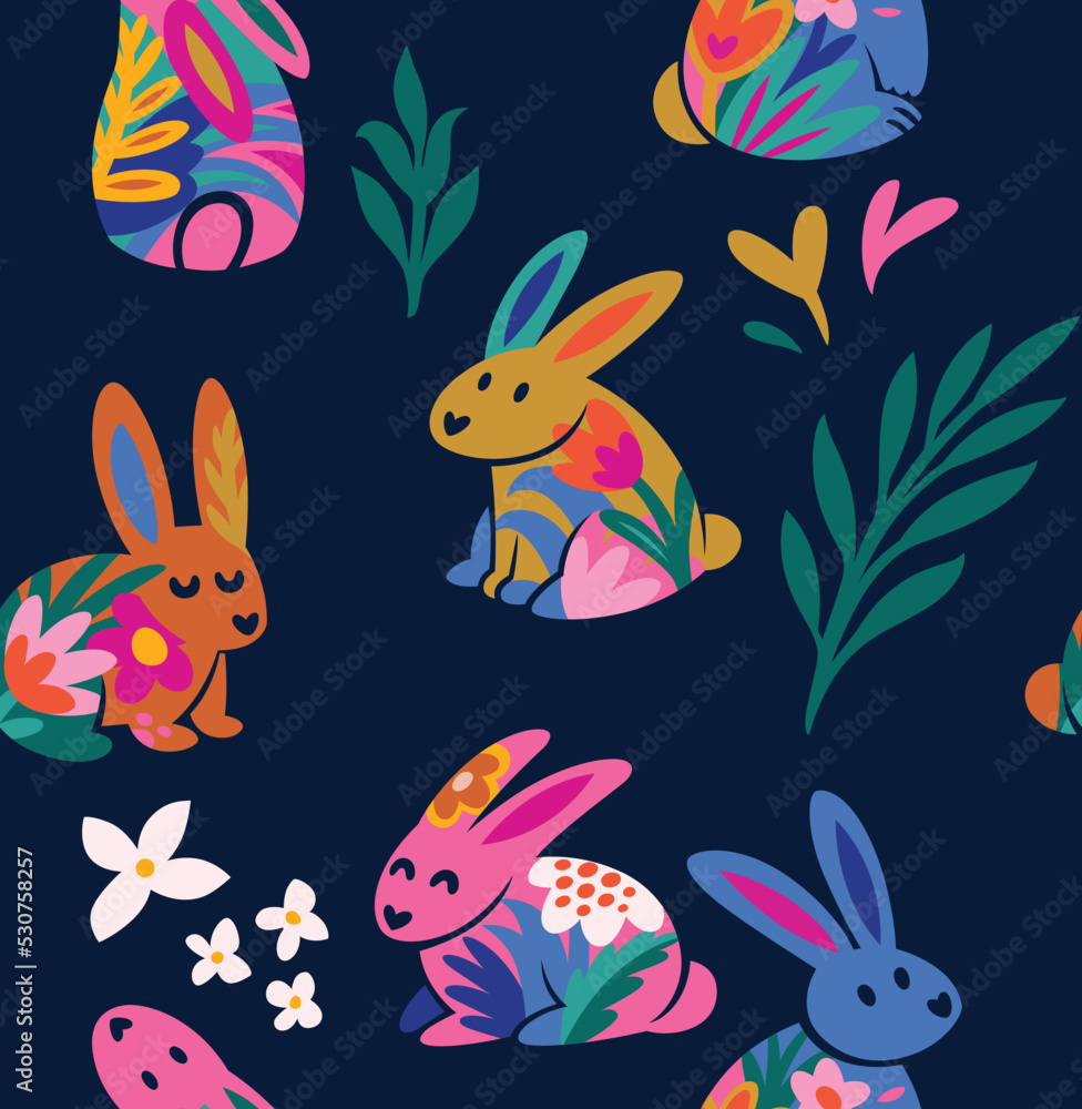 Tender bunnies seamless pattern Tender bunnies seamless pattern