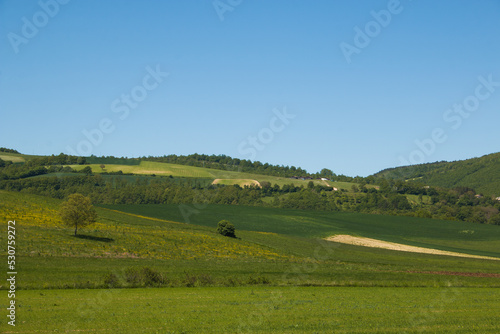 View of rural landscape in the Umbria region during spring season Italy