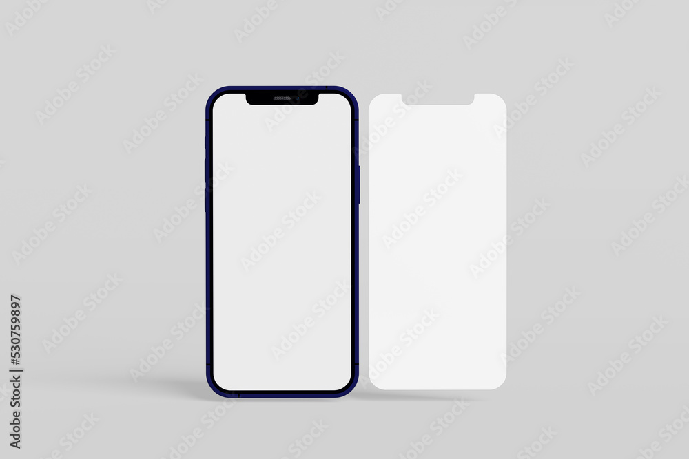 Phone with blank screen. Mockup smart phone empty screen front view on the soft background and shadow Phone with blank screen. Mockup smart phone empty screen front view on the soft background and shadow