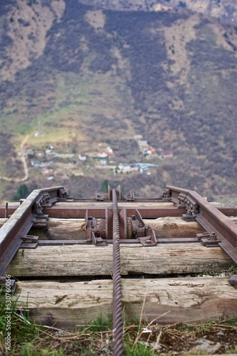 Old railway for the construction of a water pipeline in the mountains of Almaty called old Japanese trail 
