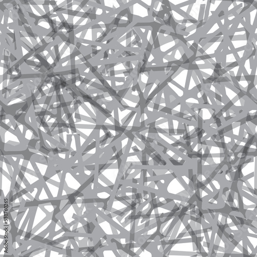 Abstract vector weave irregular grid. Seamless pattern background. Neutral gray painterly brush stroke criss cross backdrop. Woven style blended repeat design. All over print rattan texture