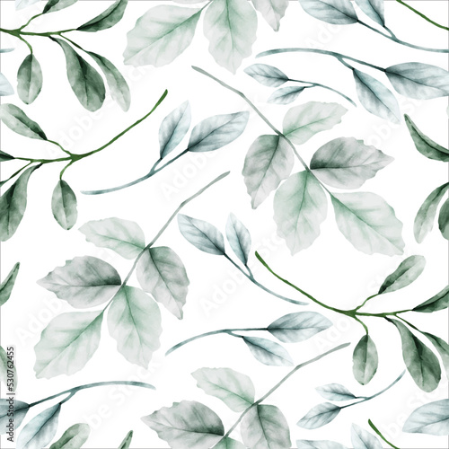 seamless pattern floral with elegant watercolor leaf