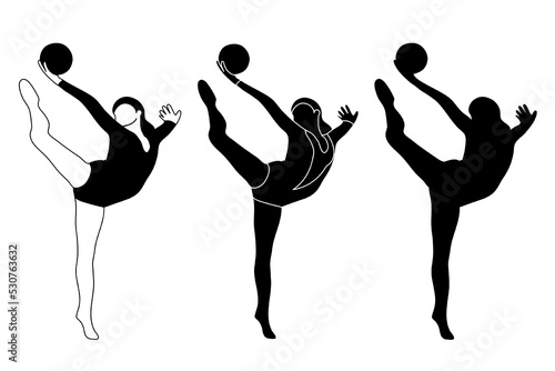 Flat design gymnast, gym girl  silhouette illustration. Gymnastics. Isolated vector