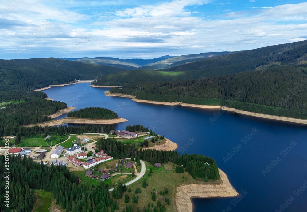 Landscape of the Oasa monastery - Romania seen from above