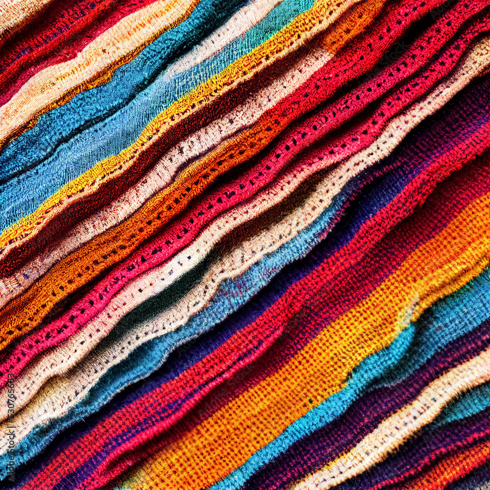 Digital illustration of a fabric with colourful stripes. Created with generative ai technology Digital illustration of a fabric with colourful stripes. Created with generative ai technology