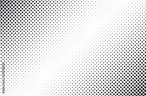 Halftone rhombuses dots. Checkered halftone pattern. Abstract rhombus background.