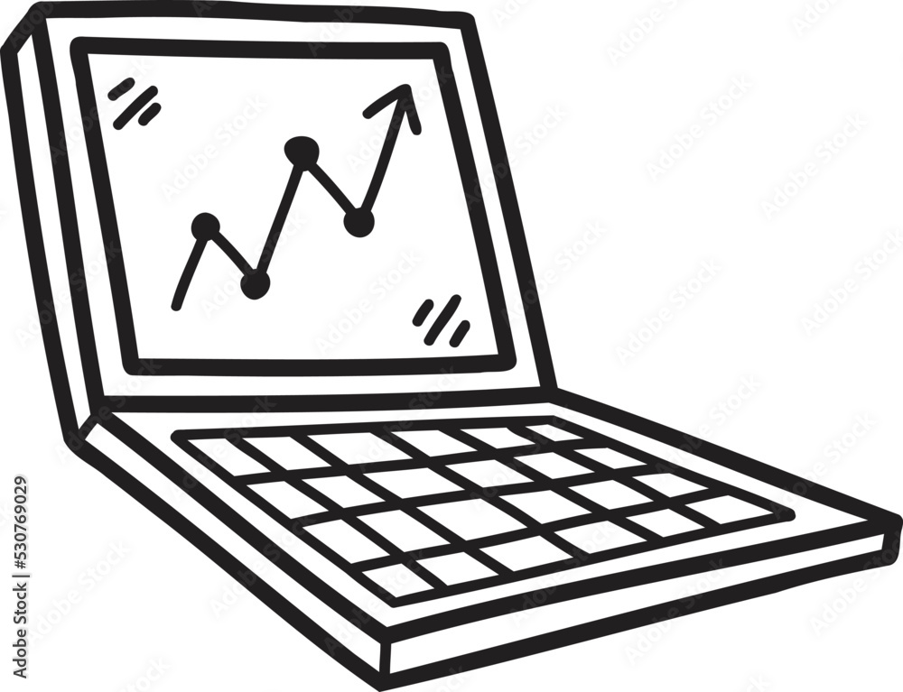 Hand Drawn laptop and stock illustration Hand Drawn laptop and stock illustration