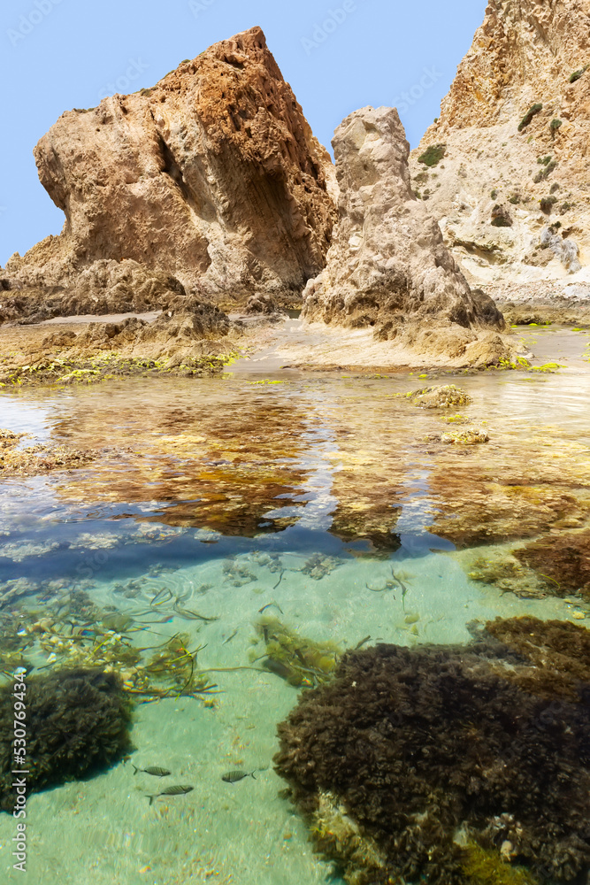 Arrecife de las sirenas beach in natural park of Cabo de Gata  in Almeria , Andalucia , Spain
