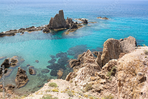 Arrecife de las sirenas beach in natural park of Cabo de Gata in Almeria , Andalucia , Spain