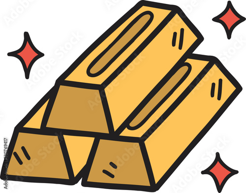 Hand Drawn gold bar illustration