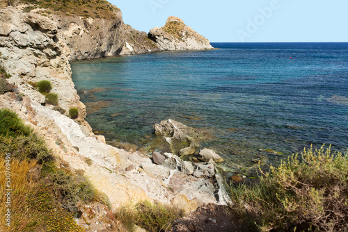 Higuera beach in natural park of Cabo de Gata  in Almeria , Andalucia , Spain © GDM photo and video