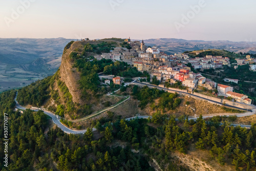 Aerial view of Cairano, a small town on the hilltop, Irpinia, Avellino, Campania, Italy. photo