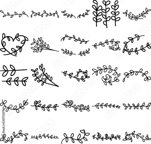 Vines Hand Drawn Doodle Line Art Outline Set Containing vine, vines,  liana, climber, creeping plant, creeper, trailing plant, leaves, plants