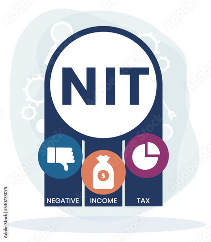 Vector website design template . NIT - Negative Income Tax acronym. business concept. illustration for website banner, marketing materials, business presentation, online advertising.