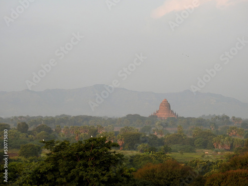 Hot air balloon view at sunrise in Bagun, Myanmar (Burma)
