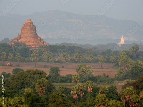 Hot air balloon view at sunrise in Bagun, Myanmar (Burma)