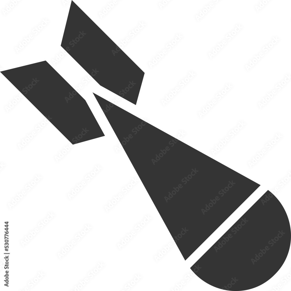 Missile black icon. Ranged weapon. Military projectile Missile black icon. Ranged weapon. Military projectile