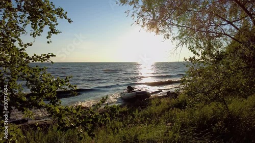 view of the boat in the morning sun