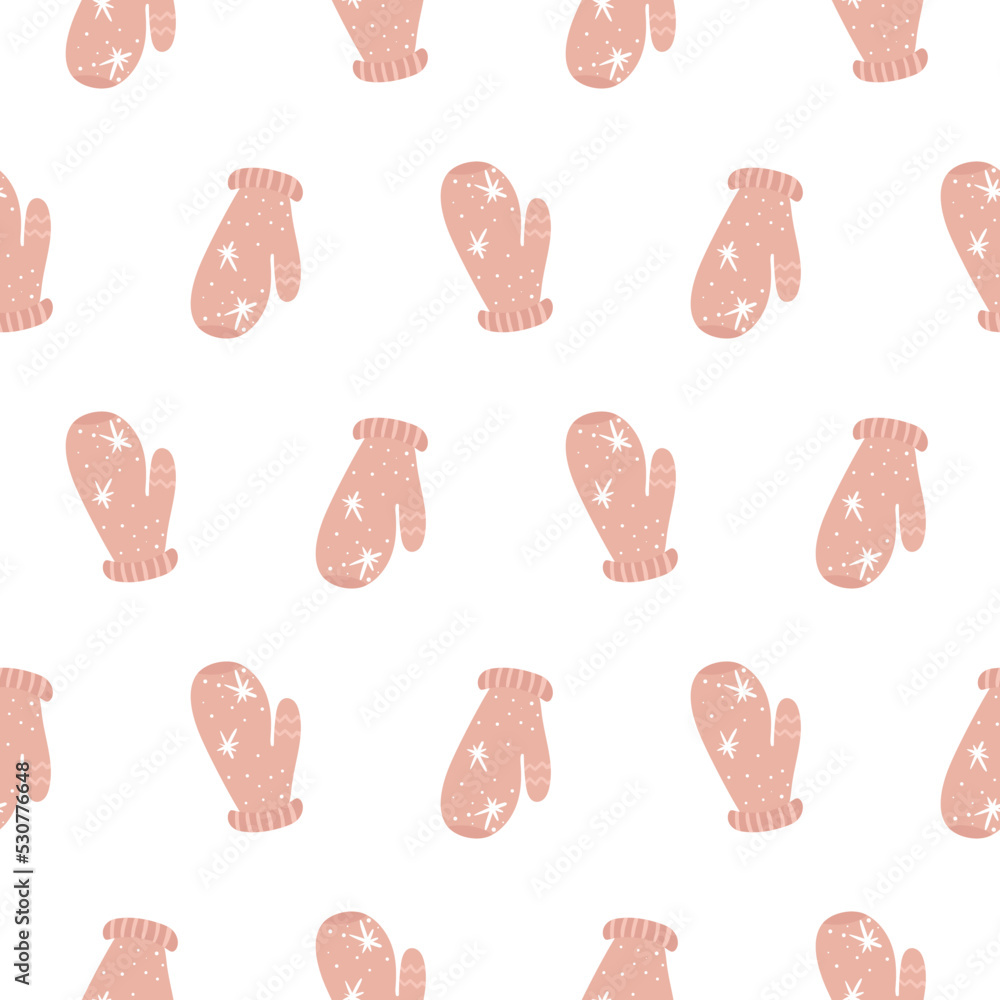 Pink mittens pattern. Winter pattern for textiles, fabrics, wrapping paper, website. Pink mittens pattern. Winter pattern for textiles, fabrics, wrapping paper, website.