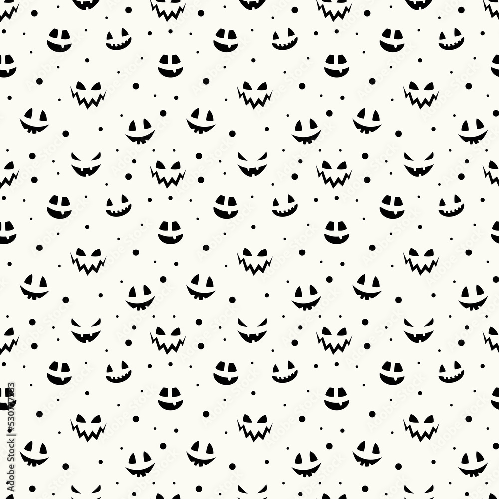 Halloween pattern with creepy pumpkin face. Seamless texture. Vector Halloween pattern with creepy pumpkin face. Seamless texture. Vector