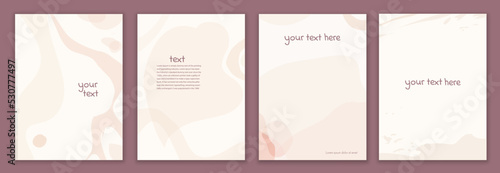 Set poster copy space.Creative pink modern template set in minimalist style with curved shapes. Backgrounds leaflet brochure covers or web pages with trendy colors for corporate identity