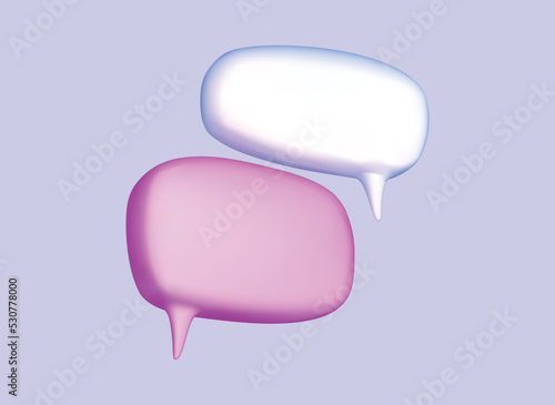 3D Minimal purple and white chat bubble. concept of social media messages. 3d render illustration