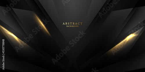 Abstract modern design black background with luxury golden elements vector illustration. photo