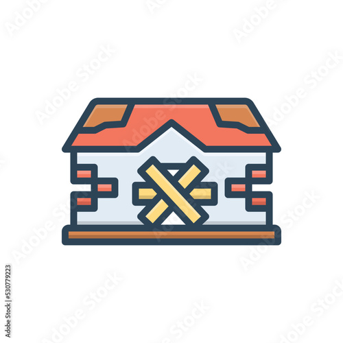 Color illustration icon for abandoned